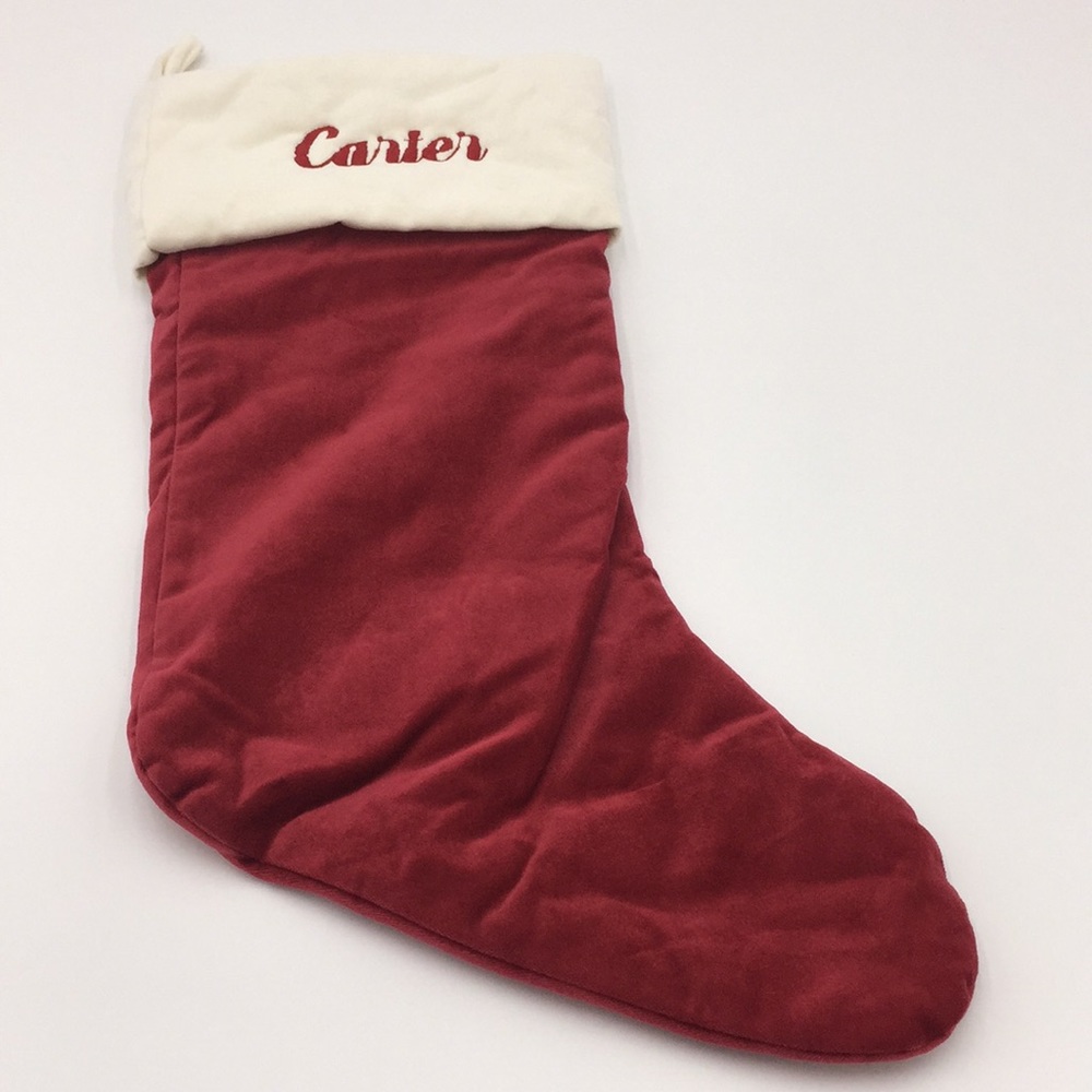 Pottery Barn Velvet Christmas Stocking “Carter”